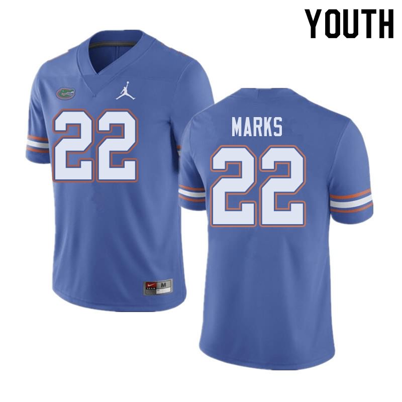 Youth NCAA Florida Gators Dionte Marks #22 Stitched Authentic Jordan Brand Blue College Football Jersey ZSW8865HQ